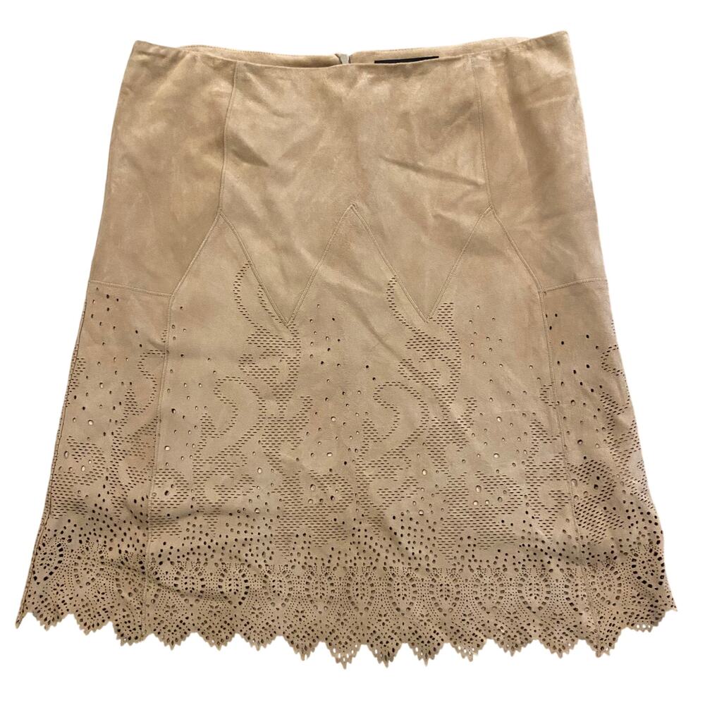 The Wrights Womens 12 Embossed‎ Suede Knee Length Skirt EUC